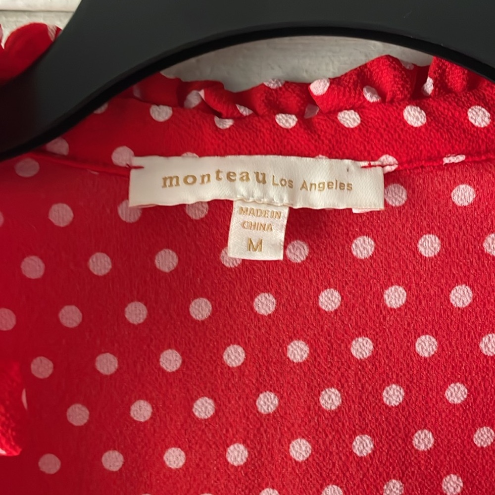 Red and White Polka Dot Blouse - Picture 3 of 6